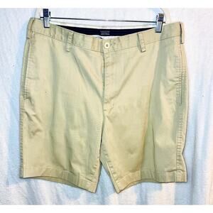 Lands End Traditional Fit Khaki Shorts Bermuda Flat Front Men's size 37